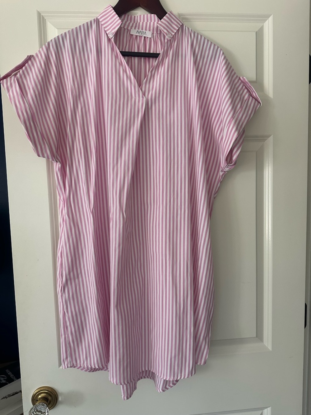 AvaraPink & White Striped Shift Dress